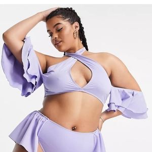 Asos Curve Ruffle Sleeve Bikini TOP